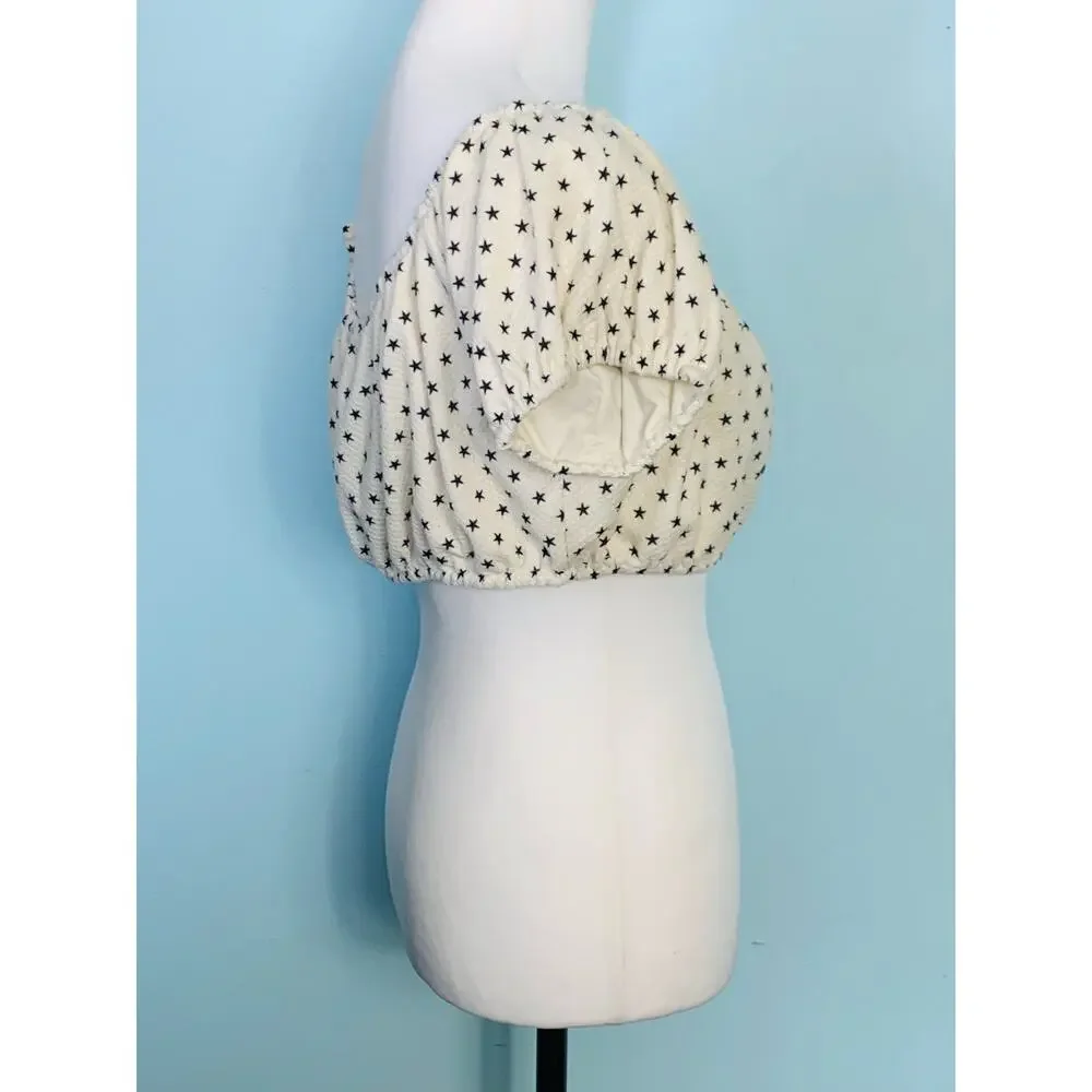 Lovers + Friends Just Don't Care Swim Off-the Shoulder Top in Star Print Size XL - Picture 4 of 7